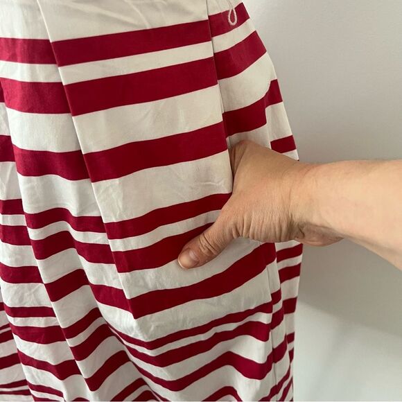 White House Black Market Red & White Striped Fit-and-Flare Dress Size 00 - Picture 6 of 9